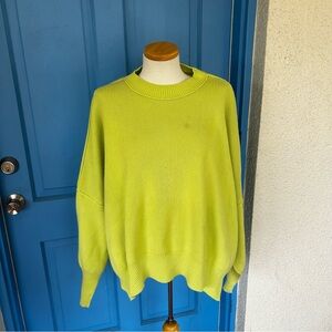 Free People Women's Citron Green Ribbed Knit Tunic Sweater